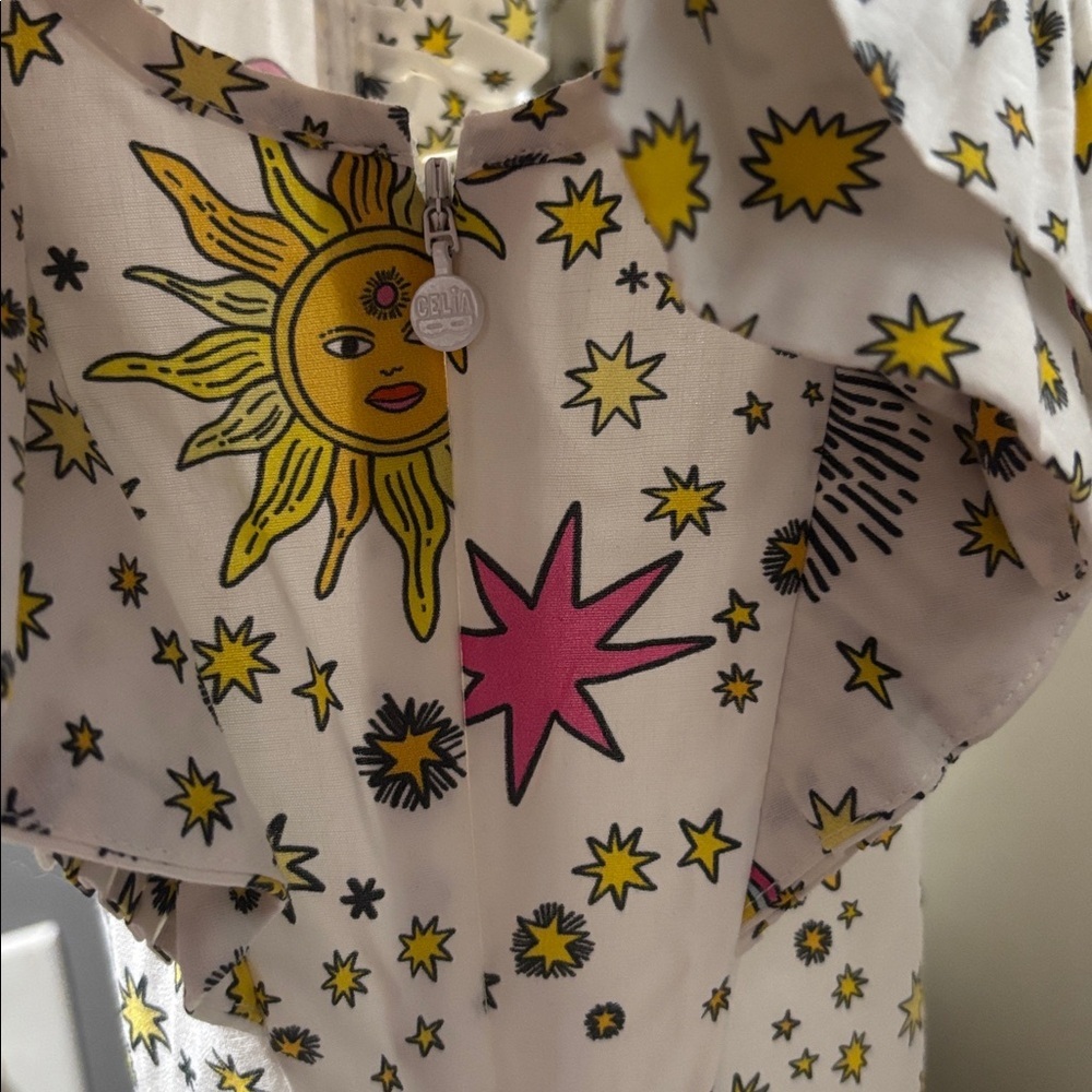 CELIA B Delfina sun moon celestial midi ruffle tiered dress - Picture 7 of 9